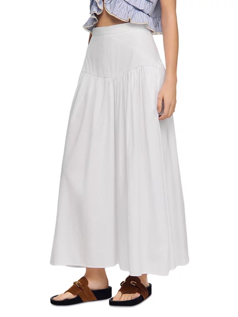 Aleonor Poplin Side Tie Maxi Skirt
